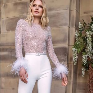 AMELIA WHITE JUMPSUIT Bridal Nadine Merabi